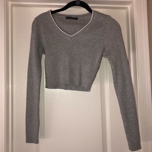 Cropped Gray Brandy Sweater